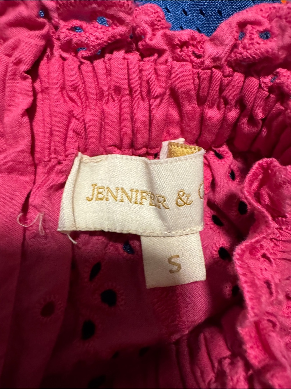 Jennifer & Grace Feminine Eyelet Flutter Sleeve Top in Magenta - Picture 4 of 4